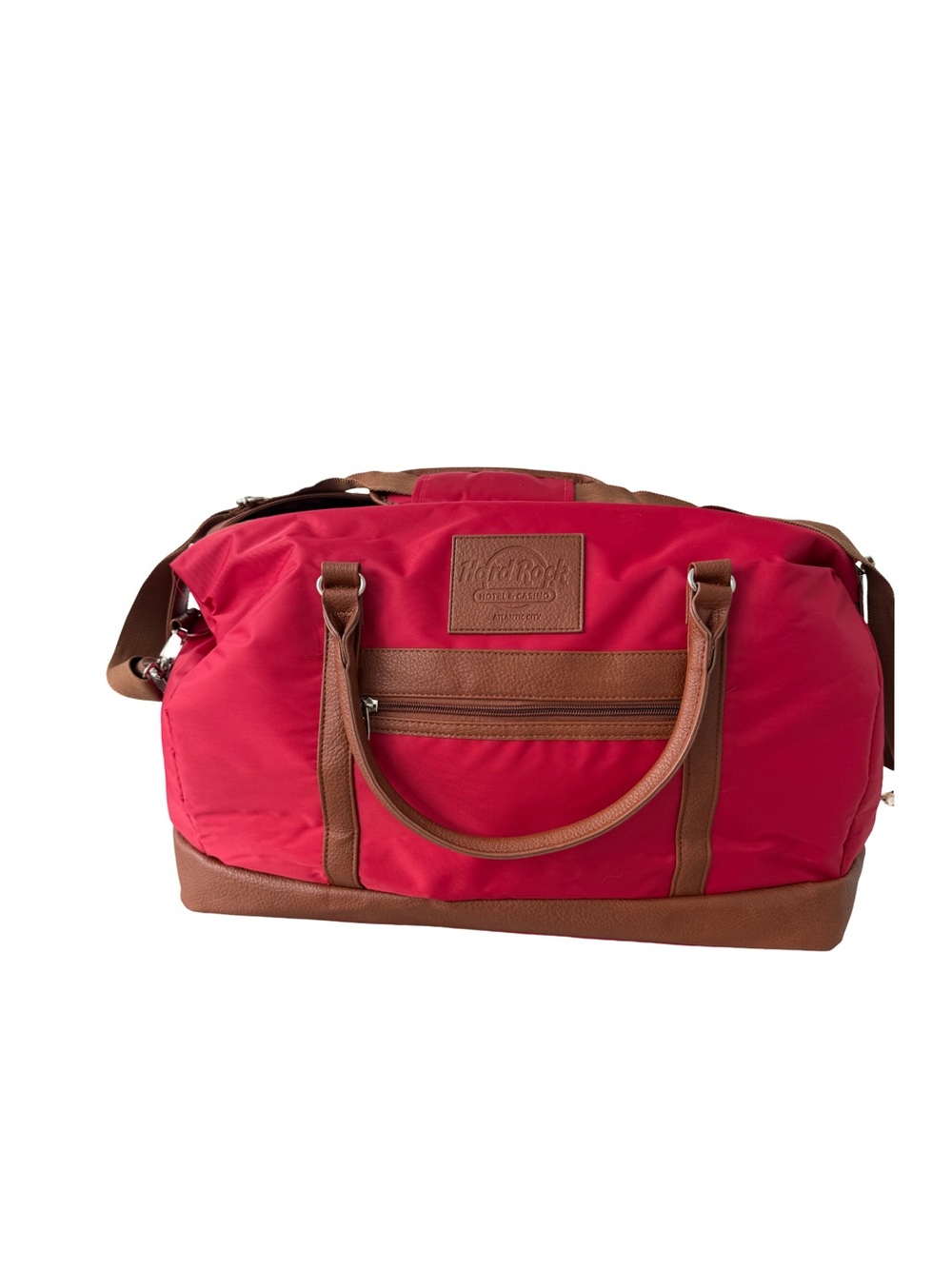 Red Weekend Duffel Bag with Brown Accents -Lucas Luggage for Hard Rock Casino